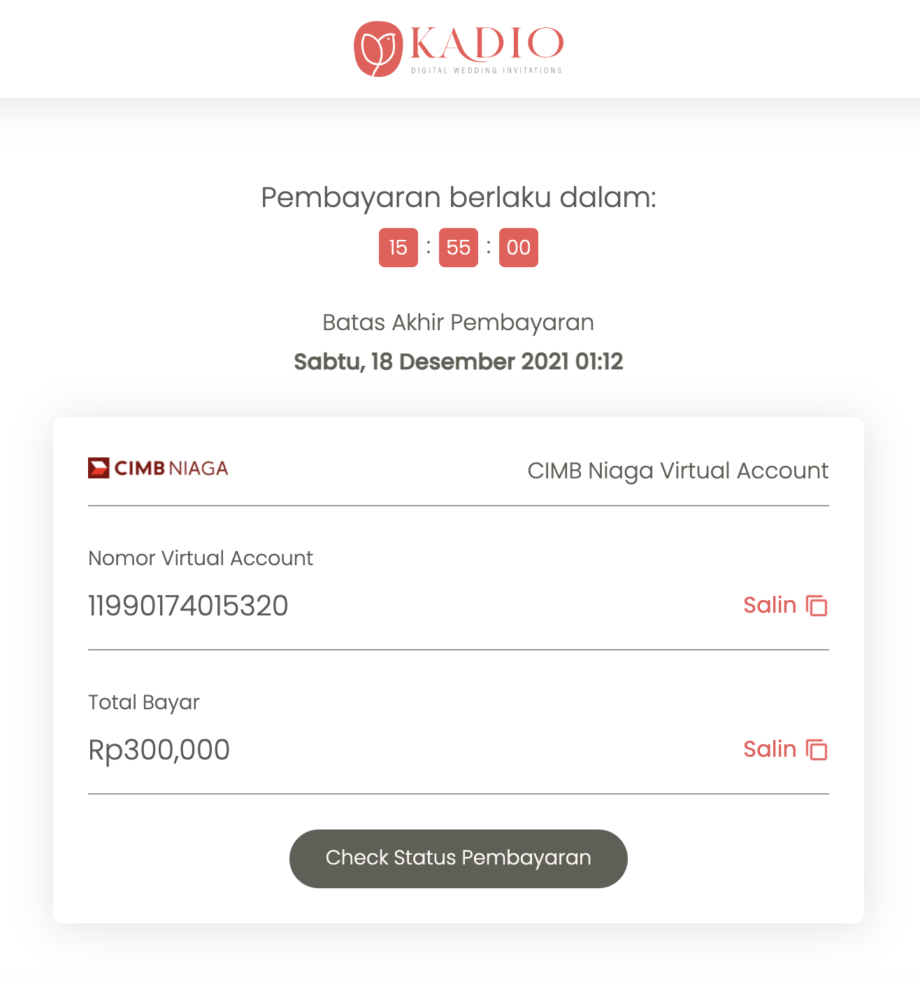 Pilih Payment Method Kadio.id