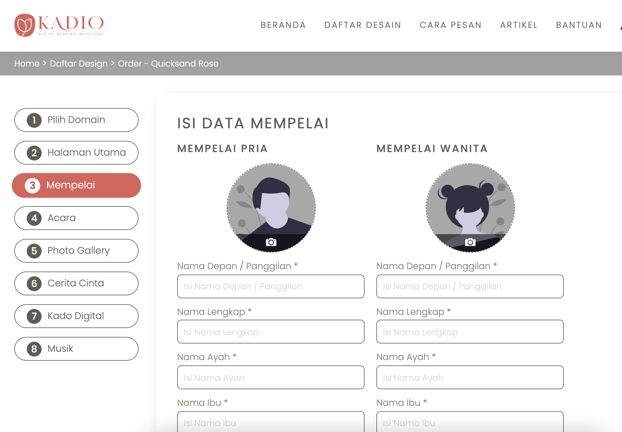 data mempelai