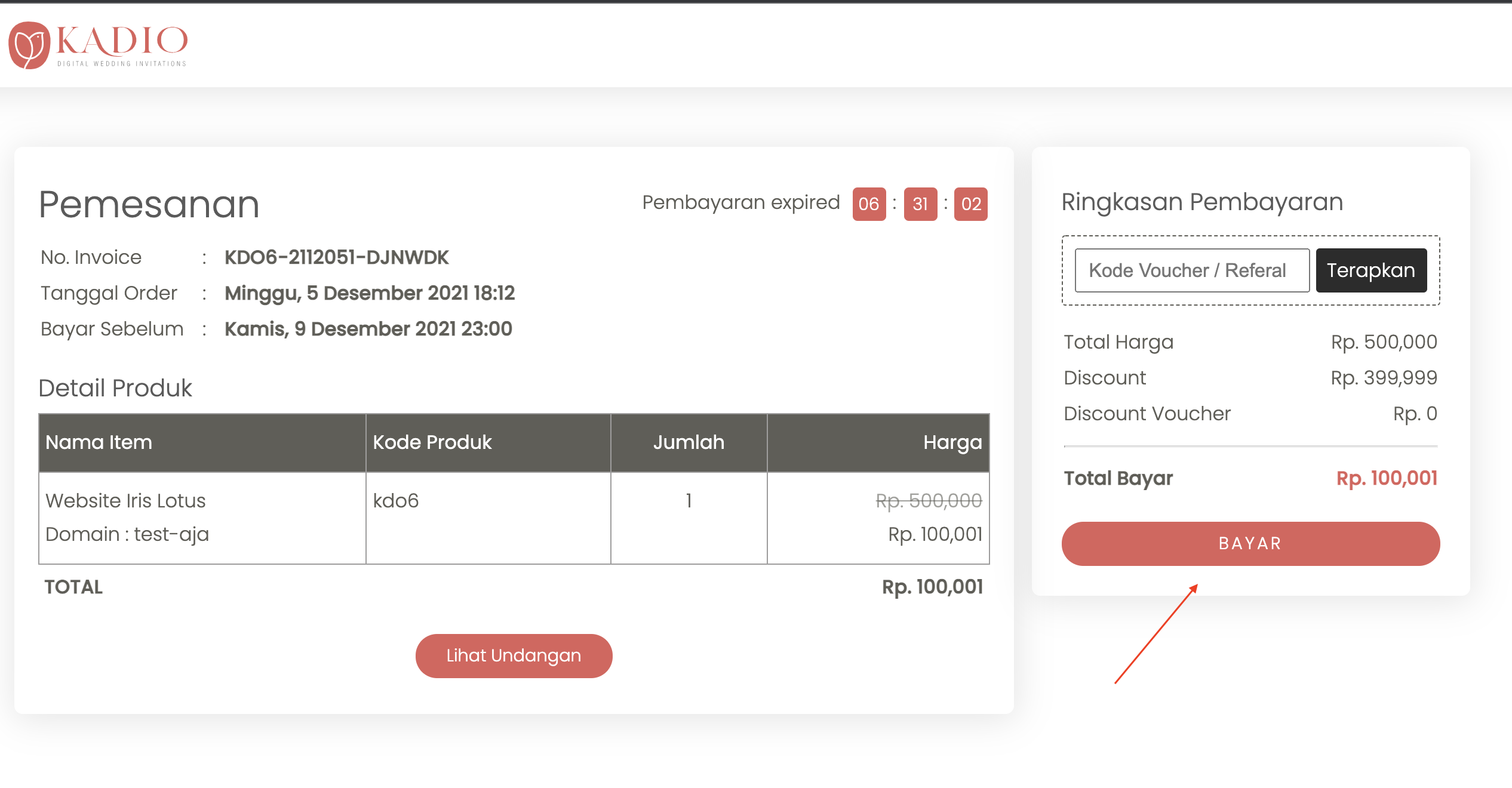 Pilih Payment Method Kadio.id