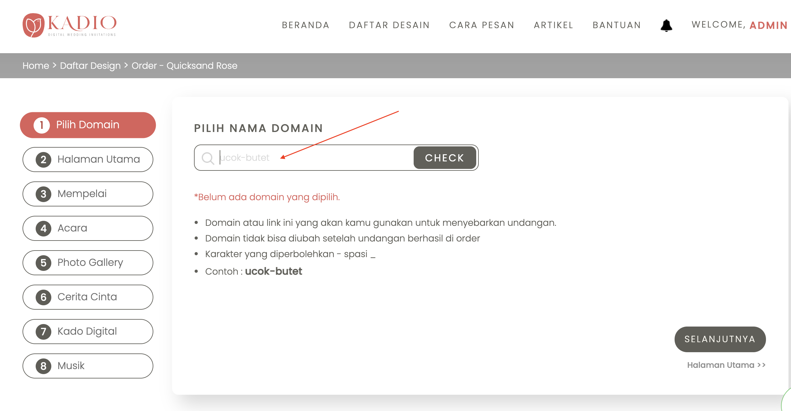 pilih domain